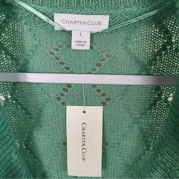 Charter Club Wool Blend Ruffle Front Tie Cardigan Romantic Feminine Knit - Picture 5 of 6